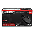 Gloveworks Black Nitrile Industrial Powder-Free Disposable Gloves, XXL, Black, 100 Gloves Per Box, Pack Of 10 Boxes