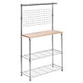 Honey-Can-Do Urban Steel Baker's Rack With Wood Cutting Board, 2-Tiers, Chrome/Wood