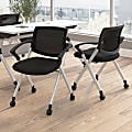 Bush Business Furniture Envision Mesh Mid Back Folding Chairs with Arms - Set of 2, Black Nylon, Standard Delivery 1 thumbnail image
