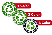 1, 2 Or 3 Color Custom Printed Labels And Stickers, Round/Circle, 1", Box Of 250