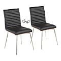 LumiSource Mason Swivel Chairs, Walnut/Black/Stainless Steel, Set Of 2 Chairs