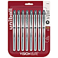 uni-ball® Vision™ Elite™ Liquid Ink Rollerball Pens, Bold Point, 0.8 mm, Silver Barrel, Black Ink, Pack Of 8