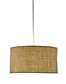 Adesso® Harvest Pendant Ceiling Lamp, 15"W, Wheat Burlap Drum Shade