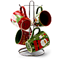 Gibson Home Santa Smile Mugs, 15 Oz, Green/Red, Set Of 4 Mugs