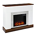 SEI Furniture Eastrington Industrial Electric Fireplace, 42-1/4”H x 50”W x 14”D, White/Dark Tobacco/Nickel