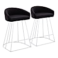 LumiSource Canary Contemporary Counter Stools, Black/Silver, Set Of 2 Stools