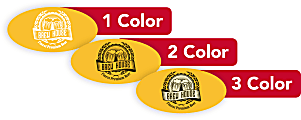 1, 2 Or 3 Color Custom Printed Labels And Stickers, Oval, 1" x 2", Box Of 250