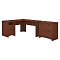 Bush Furniture Buena Vista L Shaped Desk With Lateral File Cabinet, Serene Cherry, Standard Delivery