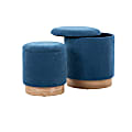 LumiSource Marla Nesting Ottomans, Blue/Natural, Set Of 2 Ottomans 1 thumbnail image