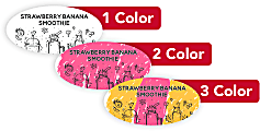 1, 2 Or 3 Color Custom Printed Labels And Stickers, Oval, 1-1/4" x 2-1/2", Box Of 250