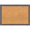 Amanti Art Non-Magnetic Cork Bulletin Board, 39" x 27", Natural, Rustic Plank Gray Narrow Plastic Frame 1 thumbnail image