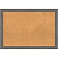 Amanti Art Non-Magnetic Cork Bulletin Board, 39" x 27", Natural, Rustic Plank Gray Narrow Plastic Frame