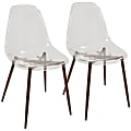 LumiSource Clara Dining Chairs, Walnut/Clear, Set Of 2 Chairs