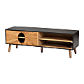 Baxton Studio Chester Modern 2-Tone Wood TV Stand, 17-3/4”H x 55-1/8”W x 15-3/4”D, Dark Brown/Natural Brown/Gold