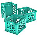Storex® Mini Crates, Small Size, School Teal, Pack Of 3