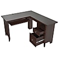 Inval Contemporary 60"W L-Shaped Corner Desk Workstation, Espresso 1 thumbnail image