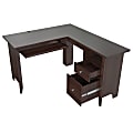 Inval Contemporary 60"W L-Shaped Corner Desk Workstation, Espresso