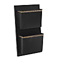 Linon Home Décor Products Rio 2-Slot Dots Home Office Wall Mailbox, 23-1/2"W x 14-1/2" x 4-3/4"D, Black/Gold