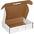 Partners Brand Corrugated Carrying Cases, 12 1/8" x 9 1/4" x 3", White, Pack Of 10