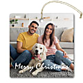 Custom Full-Color Photo Ceramic Keepsake Holiday Ornament With Gold Cord, Square Shape, 3" x 3” 1 thumbnail image
