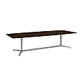 Bush Business Furniture 120"W x 48"D Boat Shaped Conference Table With Metal Base, Black Walnut, Standard Delivery