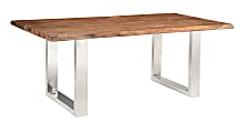 Coast to Coast Dunstan Solid Wood Dining Table, 30”H x 80"W x 40"D, Brownstone/Stainless Steel