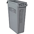 Rubbermaid Commercial Slim Jim 23-Gallon Vented Waste Containers - 23 gal Capacity - Rectangular - Durable, Handle - 30" Height x 11" Width x 22" Depth - Gray - 4 / Carton