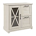 Bush Furniture Lennox Farmhouse 31-1/4"W x 31-1/4"D Lateral 2-Drawer File Cabinet With Shelves, Linen White Oak, Standard Delivery 1 thumbnail image