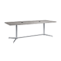 Bush Business Furniture 96"W x 42"D Boat-Shaped Conference Table With Metal Base, Platinum Gray, Standard Delivery