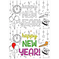 Amscan New Year's Coloring Placemats, 11" x 16", White, 24 Placemats Per Pack, Set Of 3 Packs