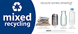 Recycle Across America Mixed Standardized Recycling Labels, MXD-0409, 4" x 9", Navy Blue