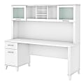 Bush Furniture Somerset Office Desk With Hutch, 72"W, White, Standard Delivery 1 thumbnail image