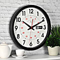 FirsTime® Harris Day/Date Round Wall Clock, 14", Black/White