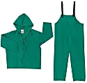 Two-Piece Rain Suit, Jacket w/Hood, Bib Pants, 0.42 mm PVC/Poly, Green, 4X-Large