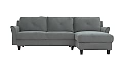 Lifestyle Solutions Hanson Sectional Sofa with Curved Arms, Dark Gray