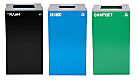 Alpine Industries Stainless-Steel Open Top Mixed Recycling, Compost And Trash Can Set, 29 Gallons, Black/Blue/Green - ALP4450-BLK-KIT33 1 thumbnail image