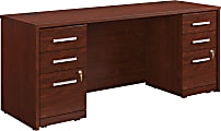 Sauder® Affirm Collection Executive Desk With Two 3-Drawer Mobile Pedestal Files, 72"W x 24"D, Classic Cherry