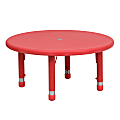 Flash Furniture 33"W Round Plastic Height-Adjustable Activity Table, Red