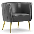 Glamour Home Avian Faux Leather Accent Chair With Decorative Stitching, Gray/Gold 1 thumbnail image