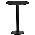 Flash Furniture Laminate Round Table Top With Round Bar-Height Table Base, 43-1/8"H x 24"W x 24"D, Black