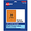 Avery® Printable Labels With Sure Feed® Technology, 94210-BOP80, Rectangle, 2/3" x 3-7/16", Matte Bright Orange, Pack of 2400 1 thumbnail image