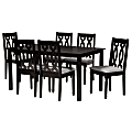 Baxton Studio Cherese 7-Piece Dining Set, Gray/Dark Brown