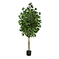 Nearly Natural Ficus 64”H Artificial Plant With Planter, 64”H x 20”W x 20”D, Green/Black