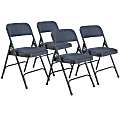 National Public Seating 2200 2-Hinge Folding Chairs, Blue/Char-Blue, Set Of 4 Chairs