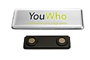 YouWho™ 2-Unit Professional Name Badge Kit With Magnetic Fastener, Inkjet, 1" x 3", Silver