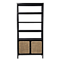 SEI Furniture Carondale 74"H 5-Shelf Bookcase/Storage-Shelf, Black/Gold/Natural