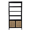 SEI Furniture Carondale 74"H 5-Shelf Bookcase/Storage-Shelf, Black/Gold/Natural 1 thumbnail image