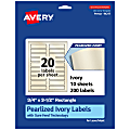 Avery® Pearlized Permanent Labels With Sure Feed®, 94217-PIP10, Rectangle, 3/4" x 3-1/2", Ivory, Pack Of 200 Labels 1 thumbnail image