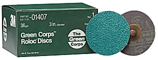 Green Corps Roloc Discs, Aluminum Oxide, 3 in Dia., 36 Grit 1 thumbnail image