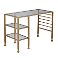 SEI Furniture Jaymes 2-Shelf Metal/Glass 43"W Writing Desk, Soft Gold
